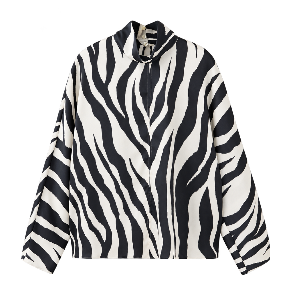 Blusa com gola subida, €29,99, Mango